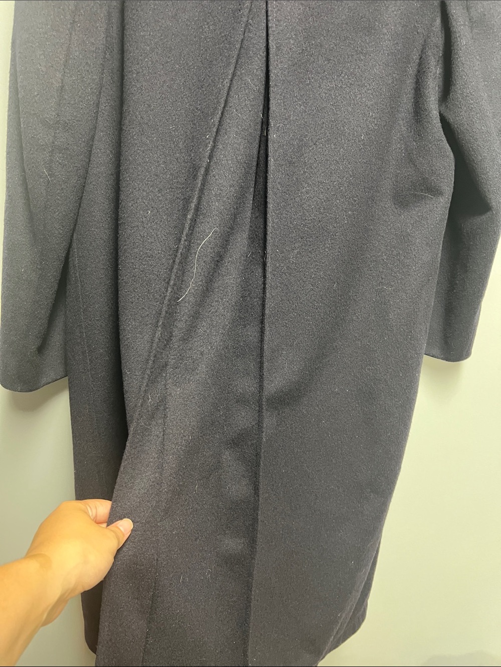 Classic Men's dark navy wool Long Trench Coat - Picture 8 of 9